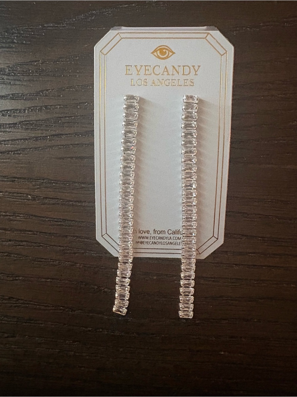 NEW Eye Candy Silver Baguette Drop Earrings